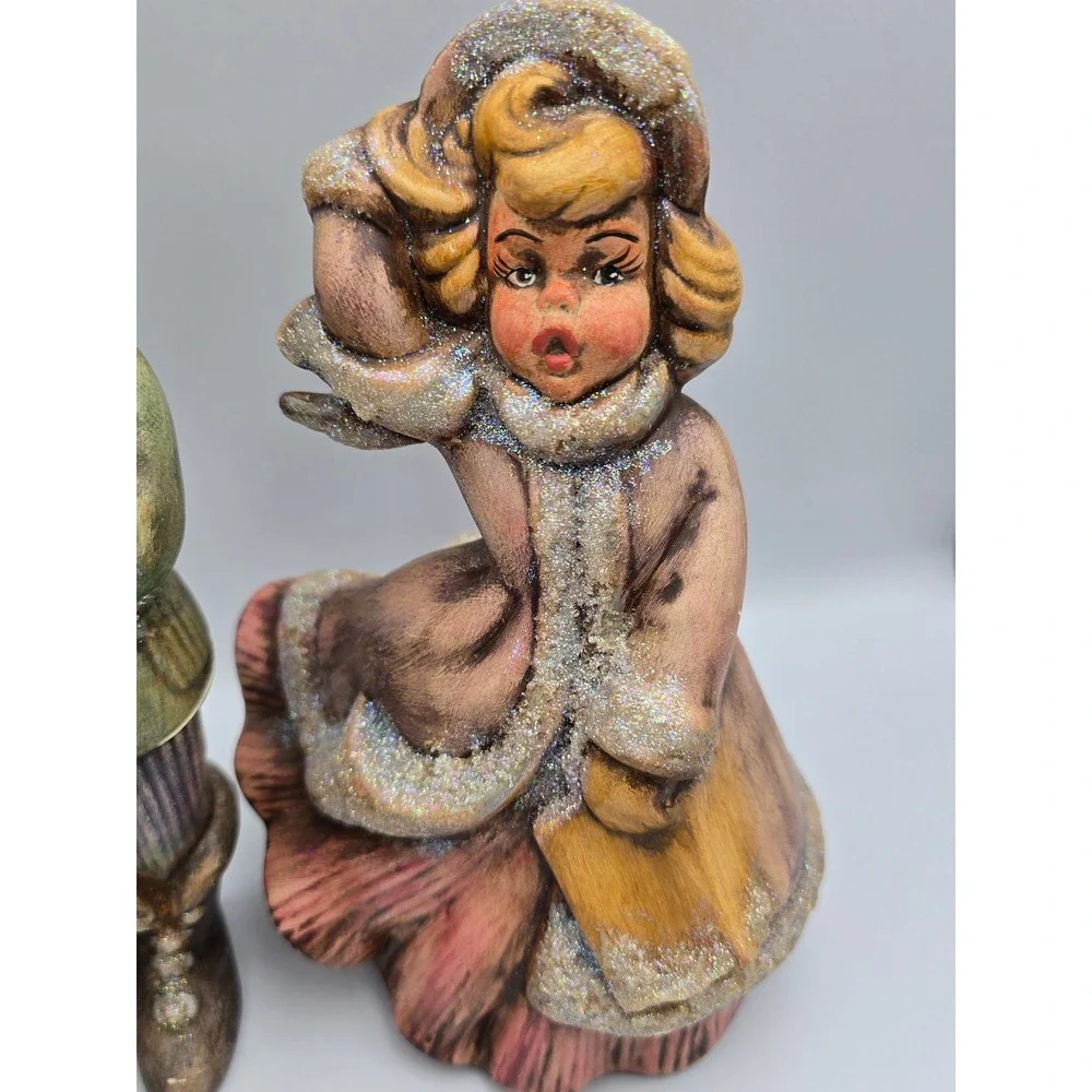 Vintage Christmas Carolers Figurine‎ Set 3pc Multicolor Victorian Decor mold